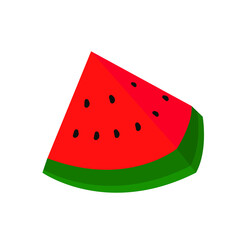 Slice of watermelon icon. Flat illustration of slice of watermelon