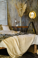 Pillows on the bed in brown tones