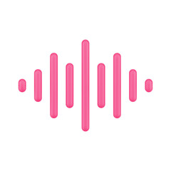 Red wave equalizer 3d icon. Amplitude for voice and audio frequencies