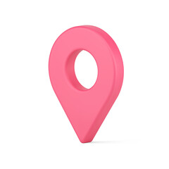Red map pointer 3d icon. Web navigation symbol with position location