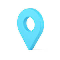 Web map marker 3d icon. Blue volumetric navigation symbol with target location