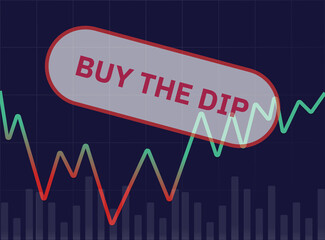 Buy the dip in, stock market correction. "It's dip o'clock!" famous sentence. Economics, Stock Market, Stock Exchange, Illustration Background.