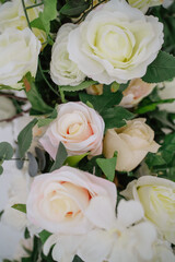 decoration of artificial flowers close-up