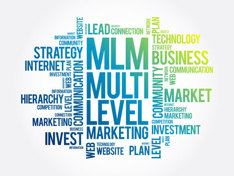 MLM - Multi Level Marketing word cloud, business concept background