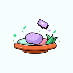 illustration mochi and love sign,vector eps 10