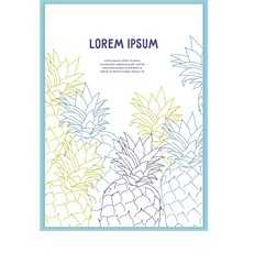 Business card, banner for social media post or folder cover design with pineapples. Template for corporate identity with natural decorative elements, vector illustration on white background.