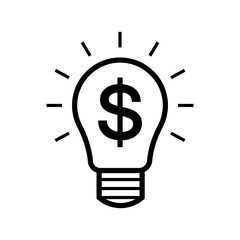 Light bulb with dollar sign inside, Money making idea, Creative lightbulb, Business and finance concept, Graphic design element, Vector illustration