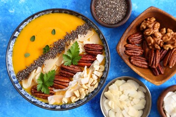 Smoothie bowl with pumpkin.