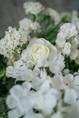 artificial roses close-up in the interior