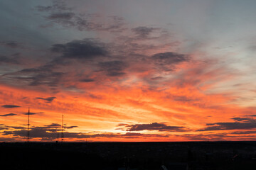 Summer sunset in the village 