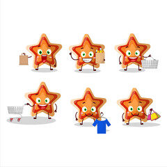 A Rich star icon mascot design style going shopping