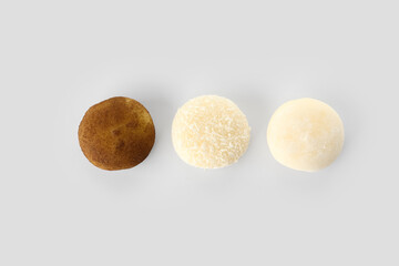 Tasty Japanese mochi on white background