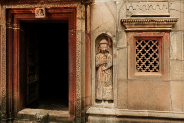 Fototapeta na wymiar India window Carvings, ancient stone designer window, Medieval stone art.