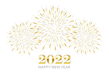 happy new year greeting card 2022 with gold and silver firework