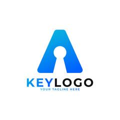 Initial Letter A Keyhole Logo Icon. Logo Protection Symbol Vector Logo Design