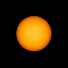 The sun on July 21, surface covered with 6 active sunspot regions, telescope view