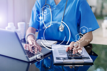 Medical technology concept. Doctor working with Infectious doctor exam and screening for novel Coronavirus(2019 nCoV)