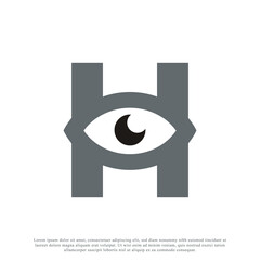 Abstract Initial Letter H with Eye Logo Design. Vector Illustration