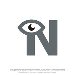 Abstract Initial Letter N with Eye Logo Design. Vector Illustration