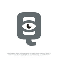 Abstract Initial Letter Q with Eye Logo Design. Vector Illustration