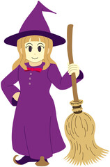 ハロウィンのイラスト（魔女の女の子）
