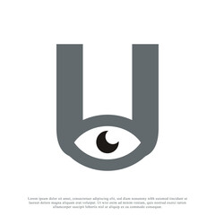 Abstract Initial Letter U with Eye Logo Design. Vector Illustration