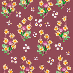 sun flower autumn vector seamless pattern background