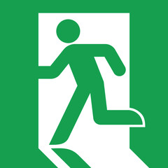 Emergency exit sign vector illustration. Green international version of evacuation danger signage - High quality editable pictogram  
