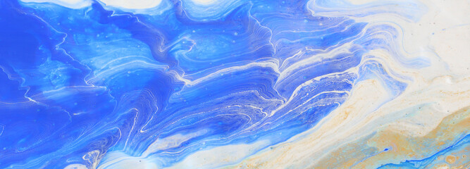 Fototapeta na wymiar art photography of abstract marbleized effect background. Blue, mint and gold creative colors. Beautiful paint.