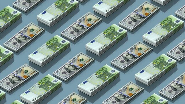 Animated background from euro and dollar banknotes