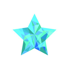 Obraz premium Blue geometric triangle crystal colorful star shape, isolated vector illustration. Design for web, logo, mobile app.