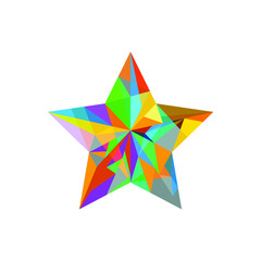 Colorful geometric triangle crystal colorful star shape, isolated vector illustration.  Design for web, logo, mobile app.