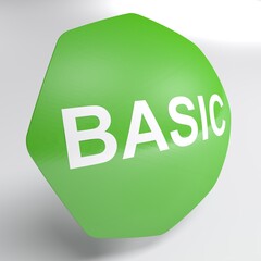 BASIC green glossy hexagonal icon isolated on white background - 3D rendering illustration