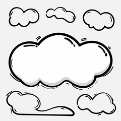 Set of cloud hand drawn line art with doodle style. .cloud element design vector illustration