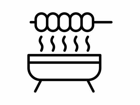 black barbecue grill with food cooking clip art preview