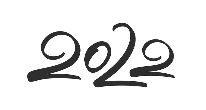 Handwritten brush lettering of 2022. Happy New Year. Chines calligraphy