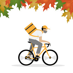 Bike in flat style. Autumn. Delivery. 