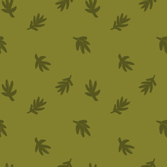 Hand drawn vector seamless pattern. Realistic painted brush strokes ornament  in earth green color.
