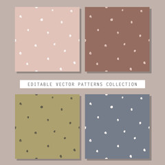 Collection of hand drawn vector seamless patterns. Realistic painted brush strokes ornament tiles. Polka dot patterns set. - 446588117