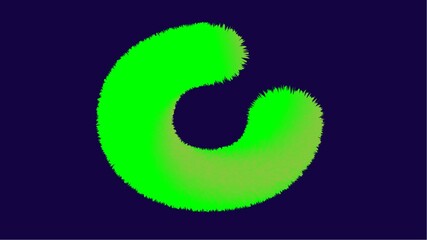 Obraz premium A 3d fur image.Green colored 3d fur design.Flurry images isolated on dark blue background.