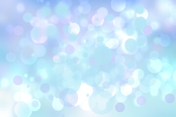 Fototapeta premium Abstract blurred fresh vivid spring summer light delicate pastel blue pink bokeh background texture with bright circular soft color lights. Beautiful backdrop illustration.