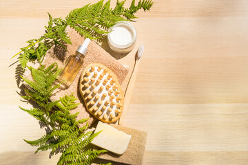 Zero waste bathroom accessories , spa body care concept. Eco-friendly lifestyle