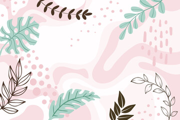 Color splash abstract background for design. Design banner frame Spring background with beautiful. flower background for design. Colorful background with tropical plants. Place for your text.