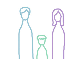 父母と子供の人物イラスト_クレヨン線画