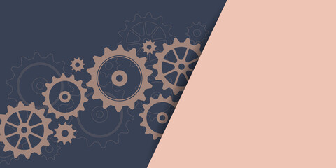  Abstract techno background with color gear wheels. Vector illustration of gear mechanism.