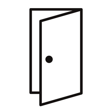 recommend clip art: シンプルなドアの白黒細線アイコン/白背景