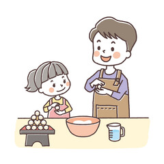 お月見　親子でお団子作り11