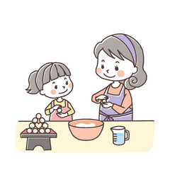 お月見　親子でお団子作り2