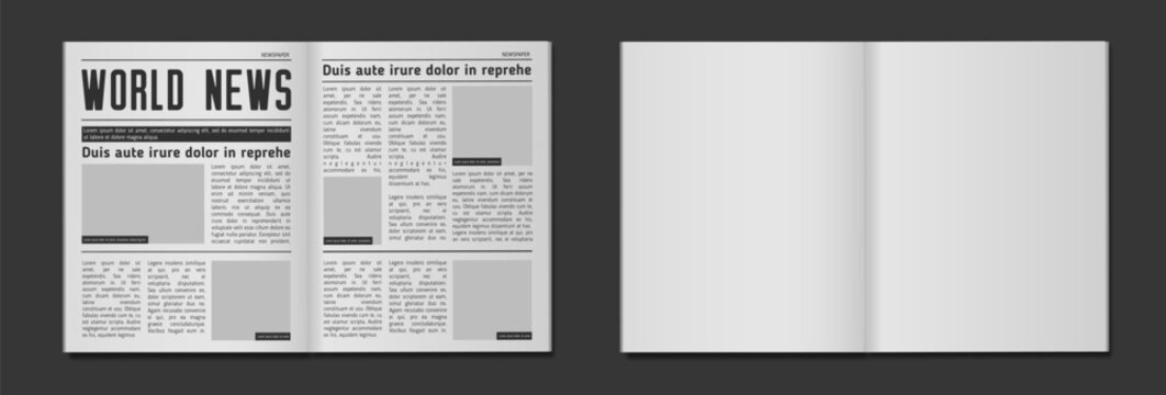 Newspaper headline mockup. Business news tabloid financial newspapers title page and daily journal vector illustration