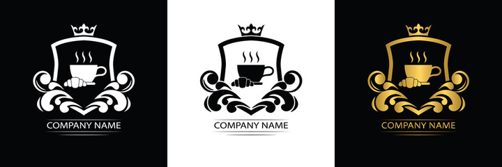 coffee logo template caffeine luxury royal vector company decorative emblem with crown	